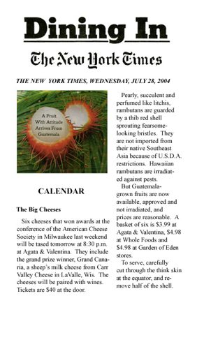 Press clipping: A Fruit with Attitude — New York Times