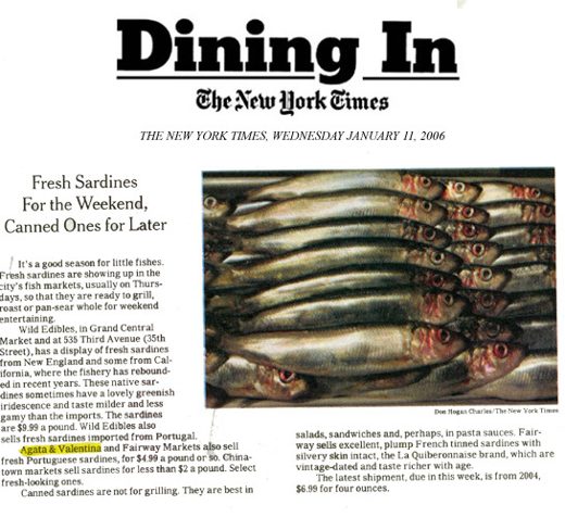 Press clipping: Fresh Sardines... — New York Times