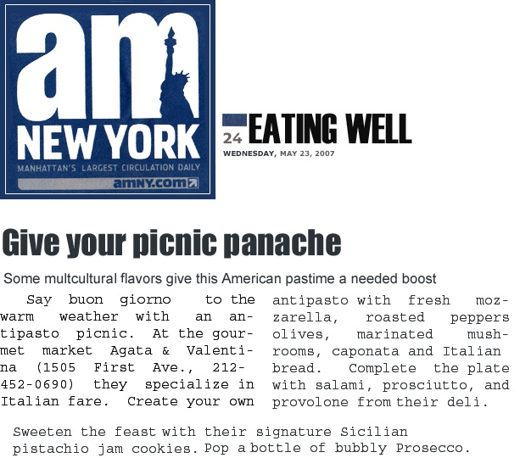 Press clipping: Give Your Picnic Panache — AM New York